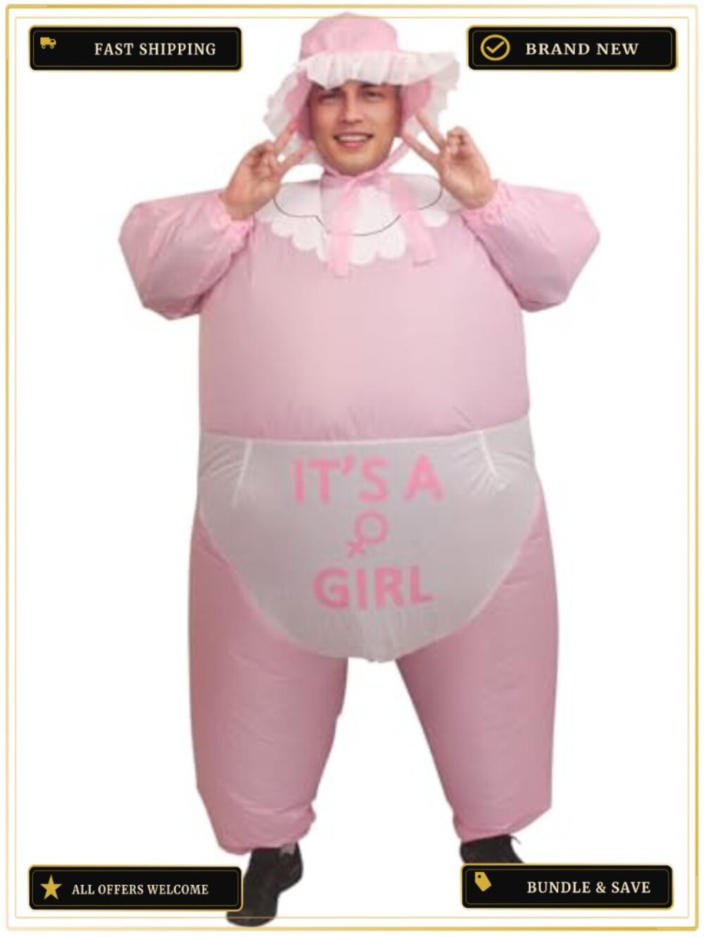 Inflatable Baby Costume for Adults Funny Blow Up Suit Gender Reveal
